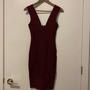 XS Marciano bandage midi dress in wine red/plum colour.